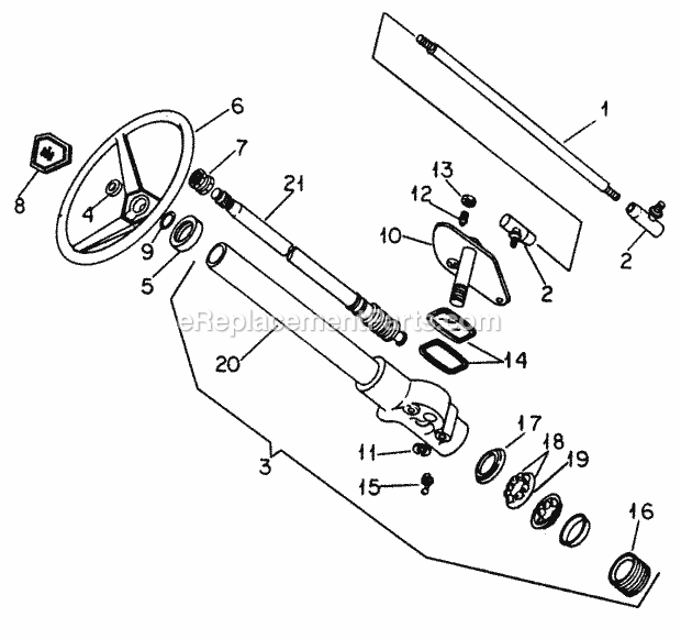 Mechanical Steering Diagram and Parts List for 1604 2050598U, 144-582-399, 145-582-399, 142-582-3 Cub Cadet Lawn Tractor